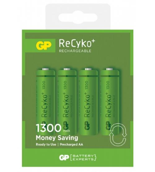 GP Batteries GPRHC132C131 Recyko+ AA Rechargeable 1300mAh Batteries Carded 4